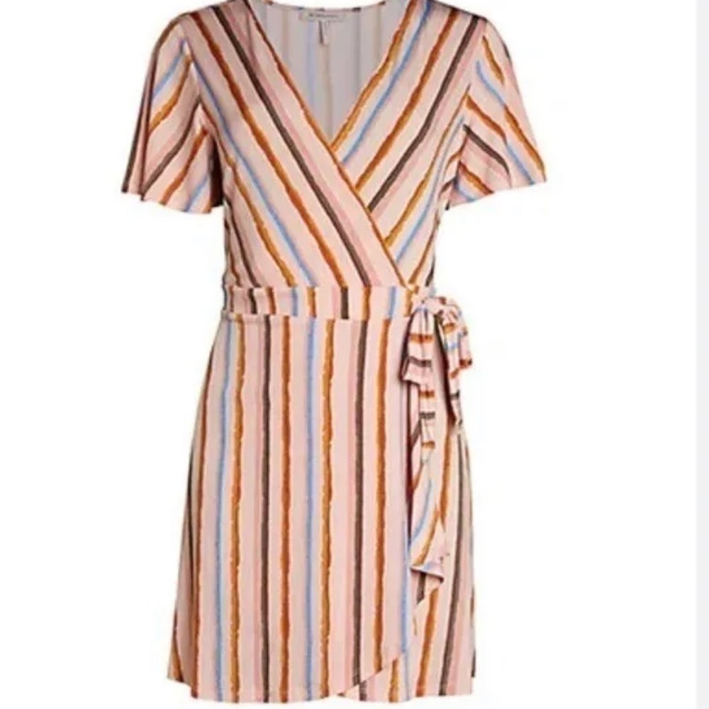 BCBGENERATION multi color stripes‎ wrap mini dres… - image 2